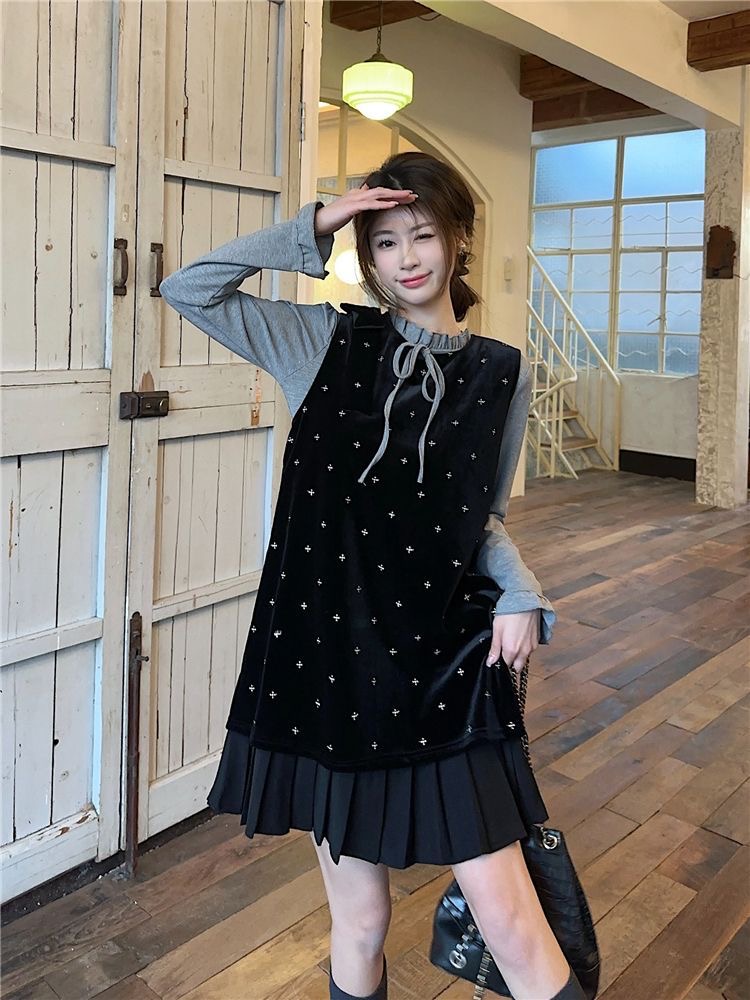  N1122  秋季新款套装连衣裙显瘦小个子清冷系禅意衣服女