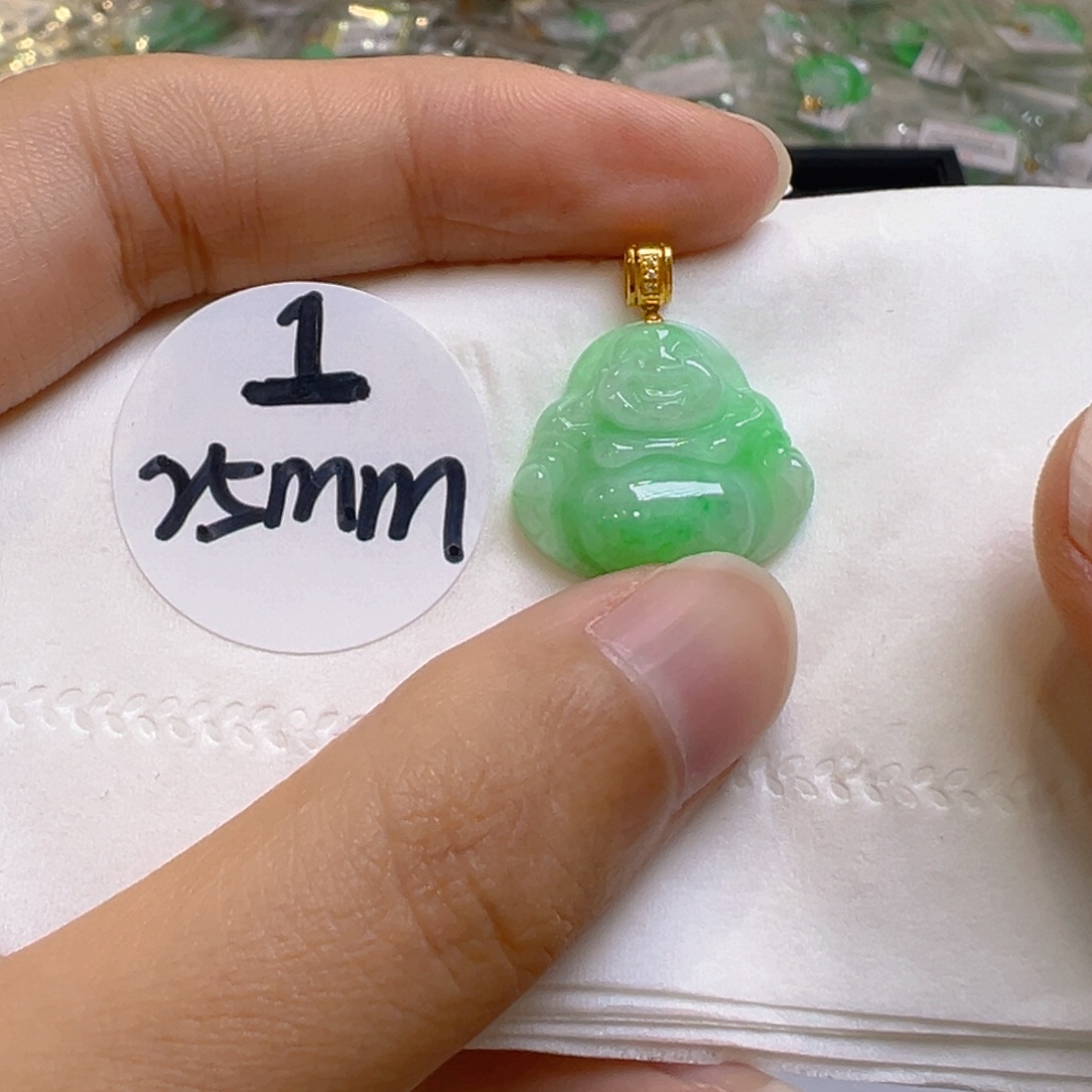 吊坠(不含链)18K金镶嵌翡翠