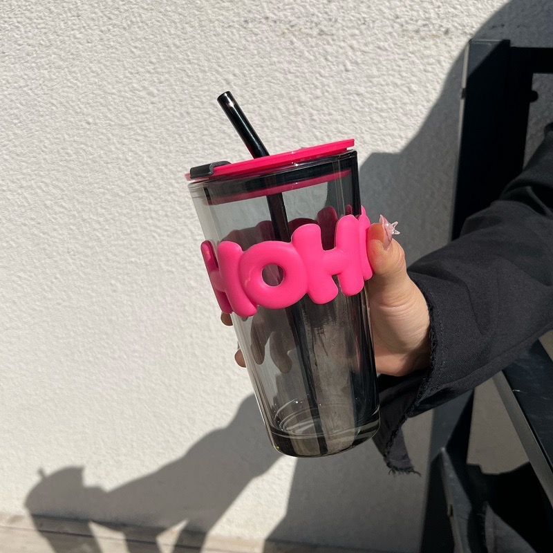 2025新款字母玻璃吸管杯