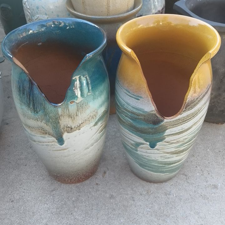 红陶口14高26两个盆