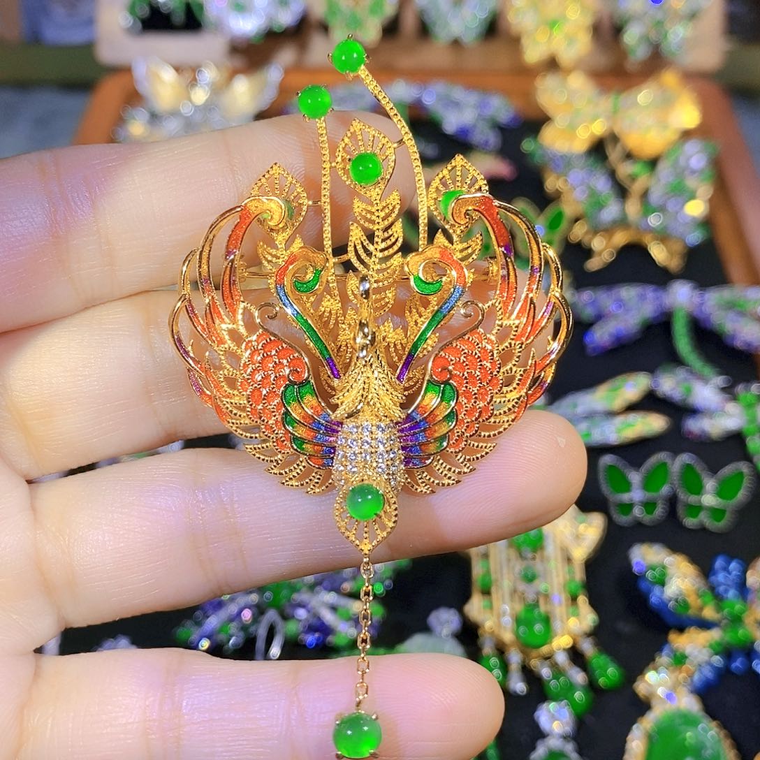 颈饰银S925镶嵌翡翠