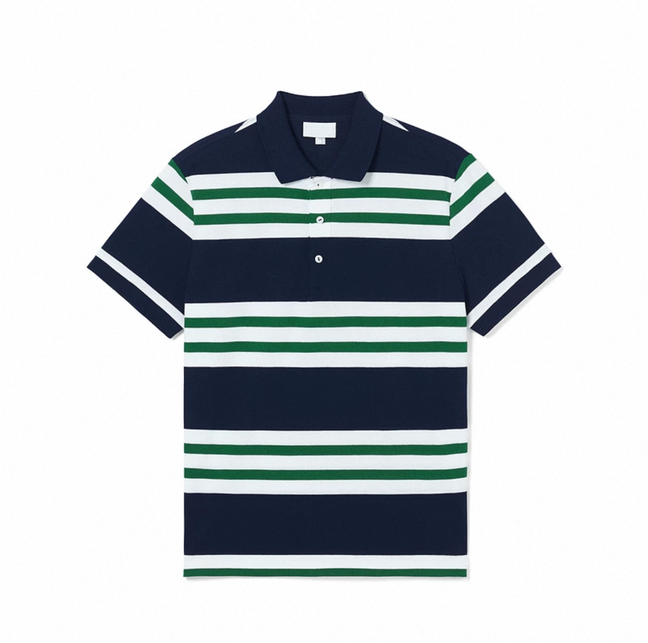 3839白绿经典条纹翻领POLO衫