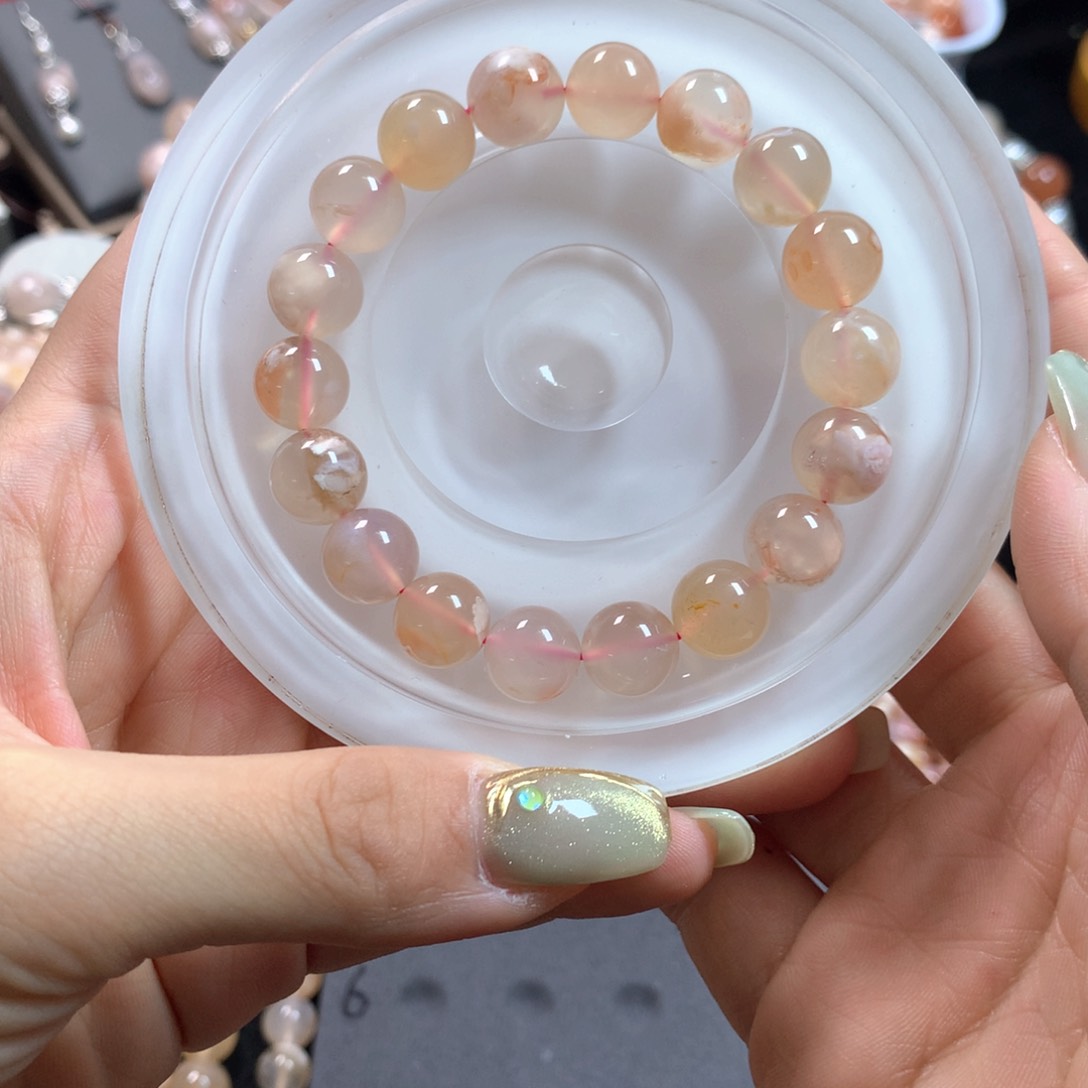 玛瑙/玉髓项圈未镶嵌10m冰透单圈手串，所见即所得