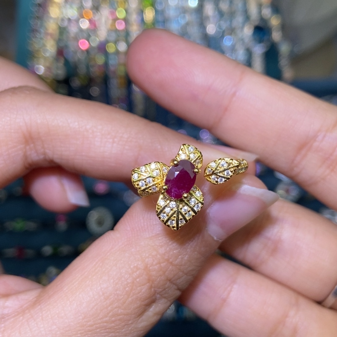 红宝石银S925镶嵌戒指