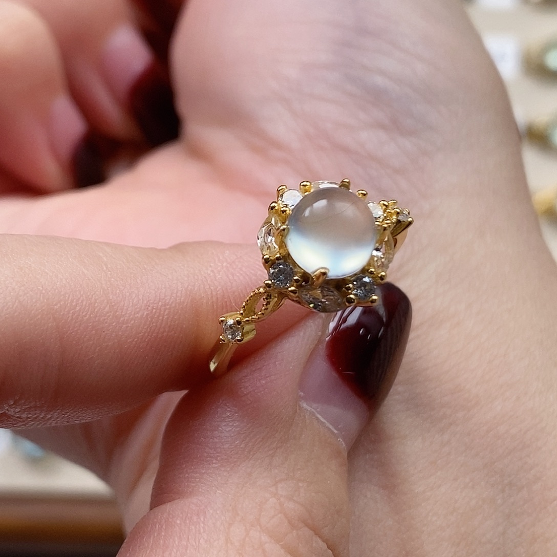 用***6蛇纹石玉银S925镶嵌戒指