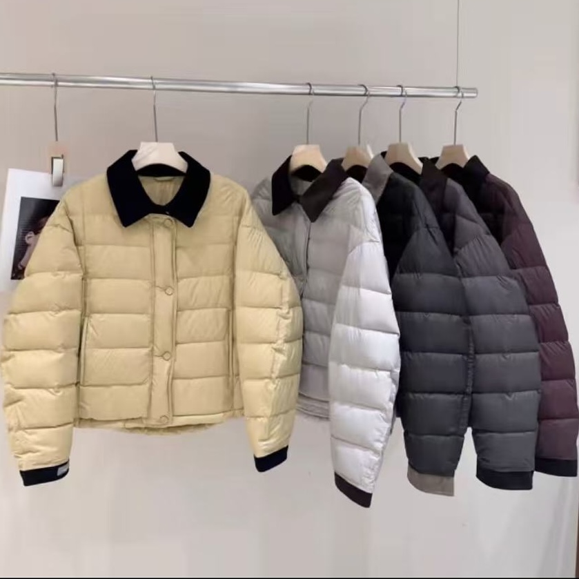 2025冬季爆款休闲棉服女小众简约时尚翻领撞色设计保暖外套#9807D