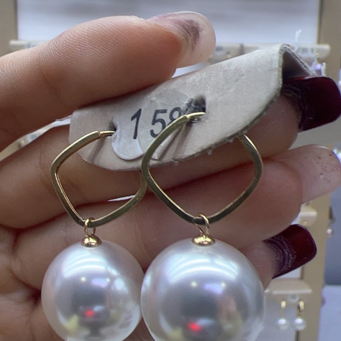 淡水珍珠耳饰18K金镶嵌