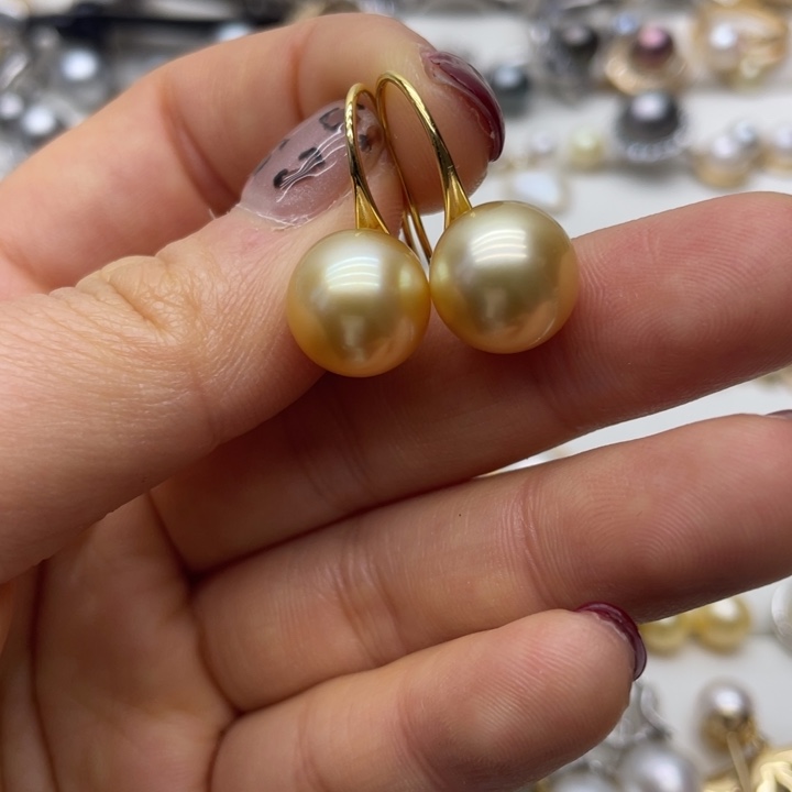 海水珍珠耳饰银S925镶嵌