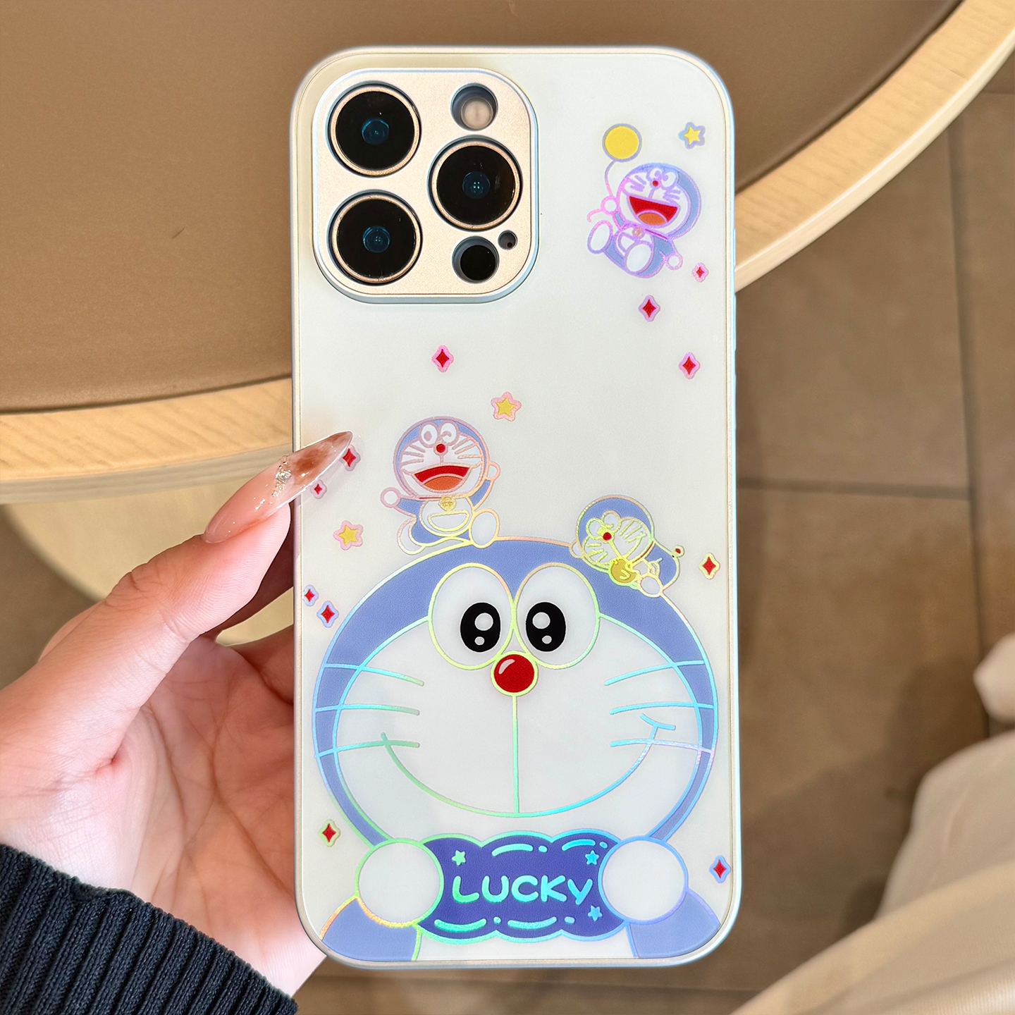 【苹果/华为/荣耀/OPPO/vivo/小米】幸运蓝胖子适用炫彩镭射手机壳