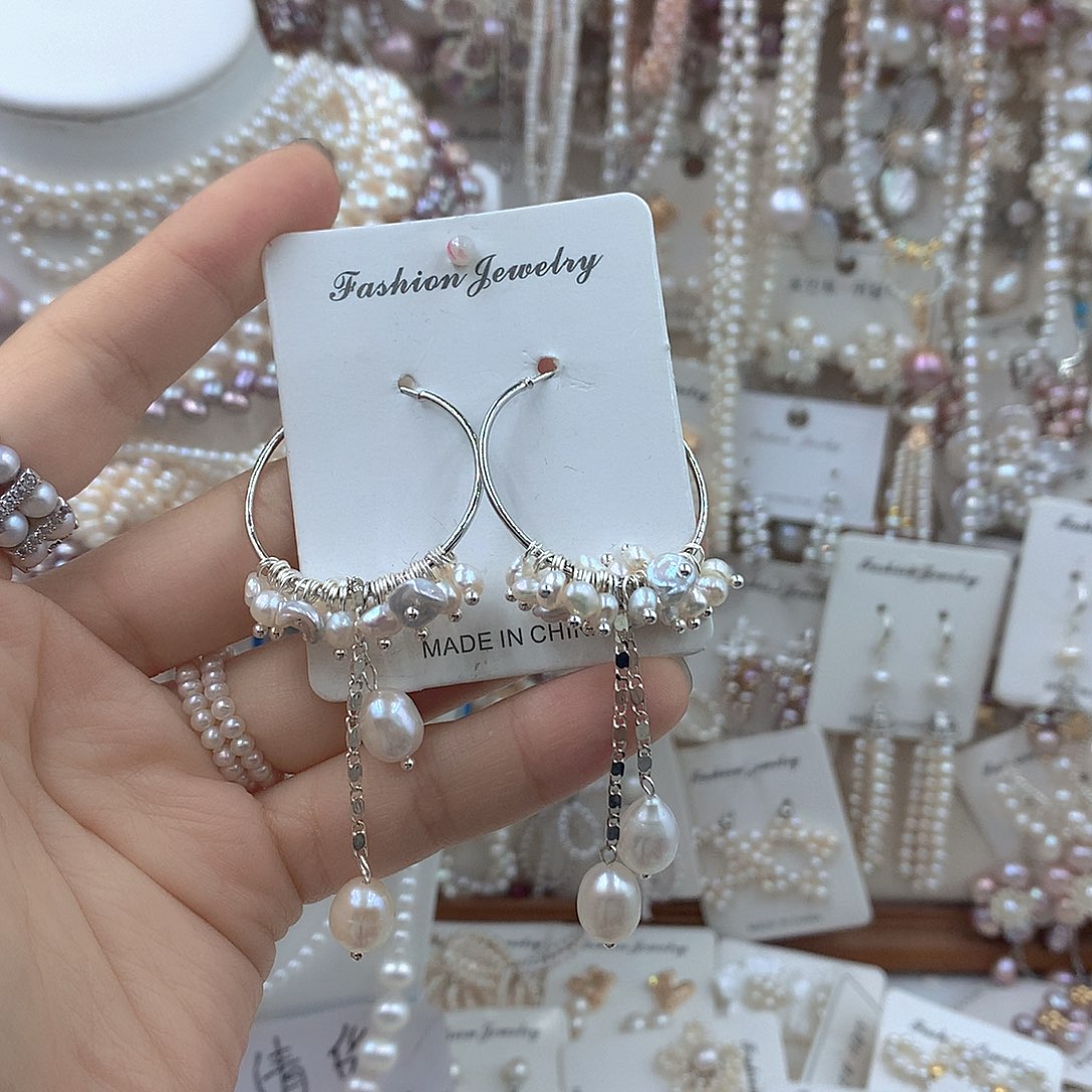 淡水珍珠耳饰银S925镶嵌