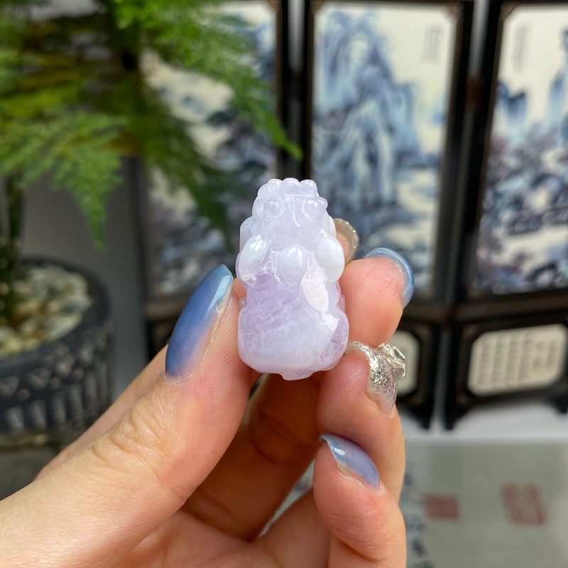 紫罗兰貔貅挂件小吊坠 天然翡翠A货