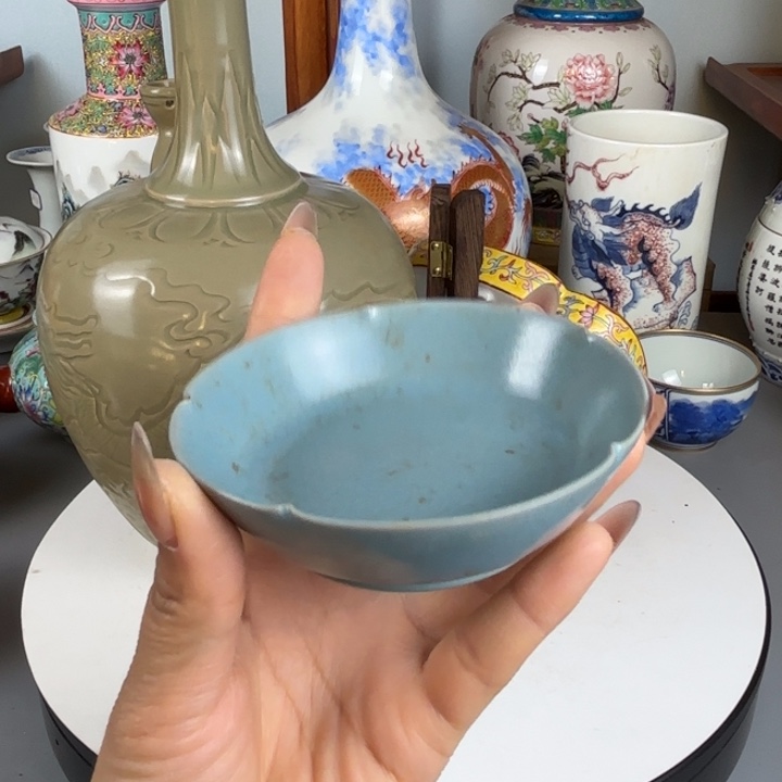 摆件汝窑花边洗…………