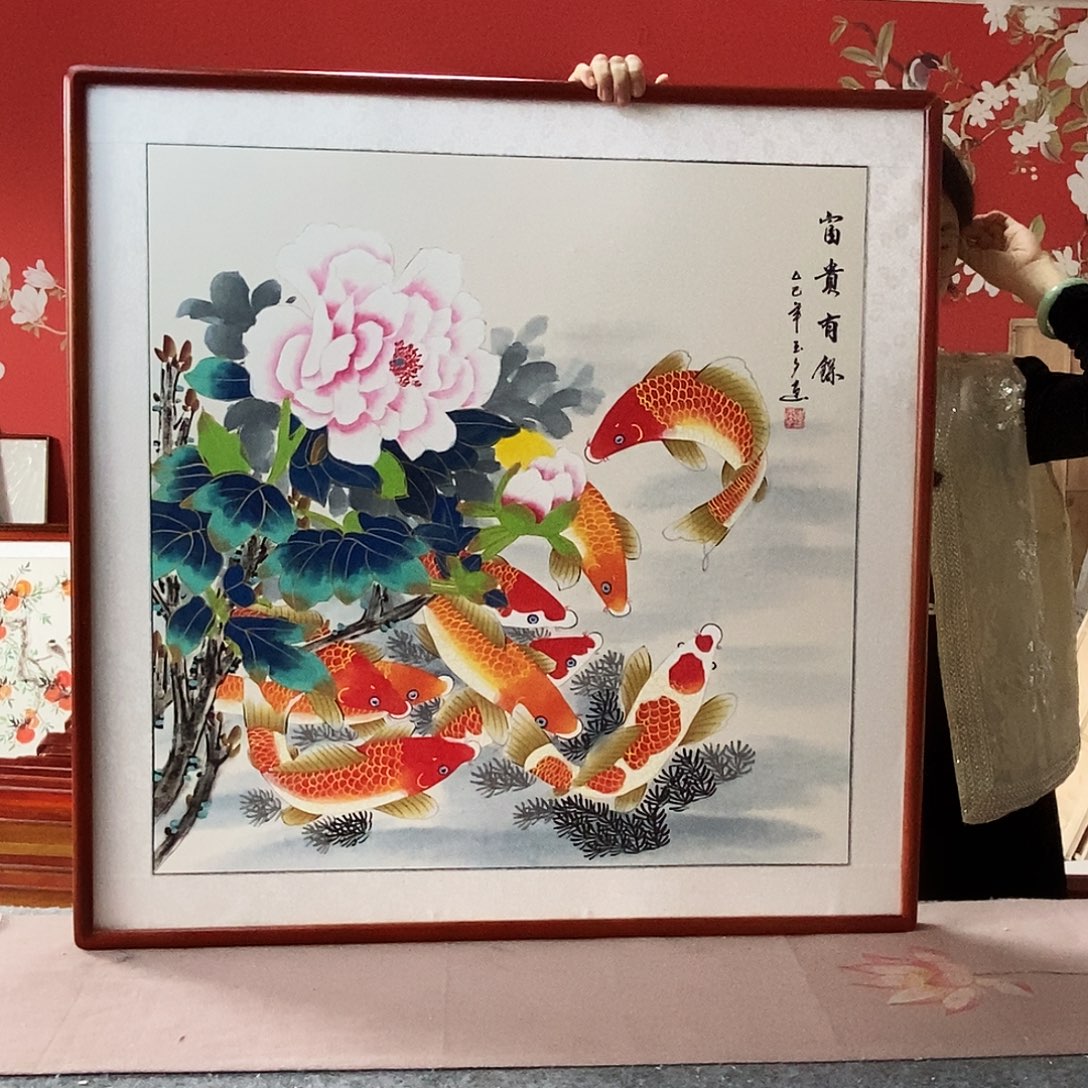 国画手写手绘带框包邮82✖️82国画作品