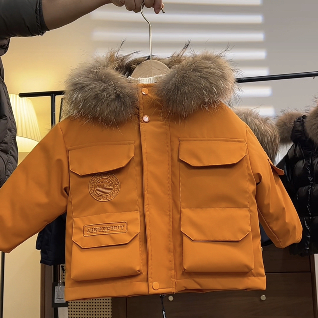 儿童大毛领派克服羽绒服2025年新款外套