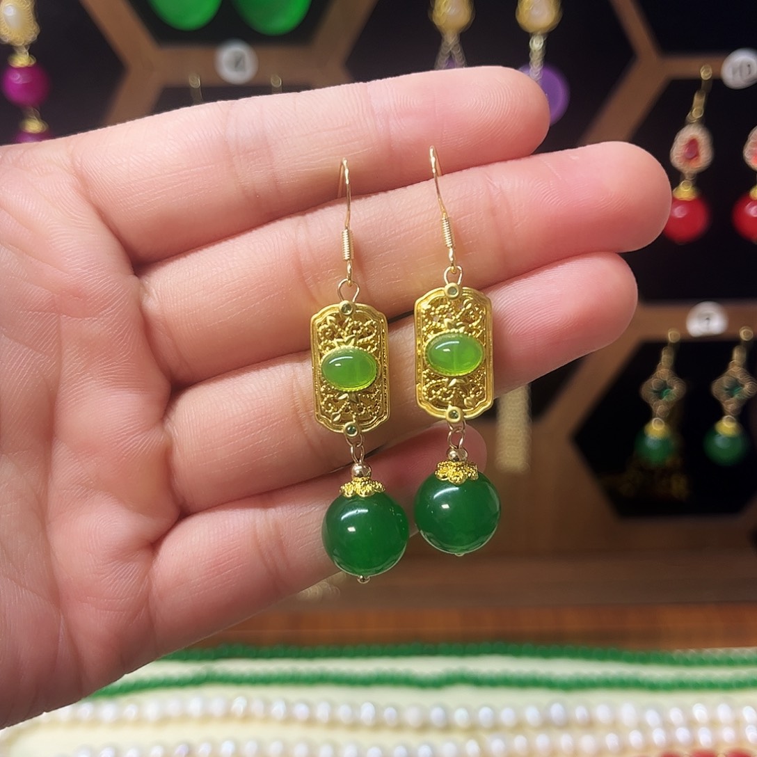 锆石纯铜925银耳饰