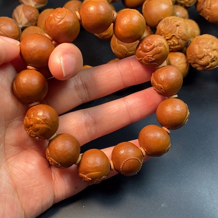 橄榄核手串/手链绿**山弥勒百态