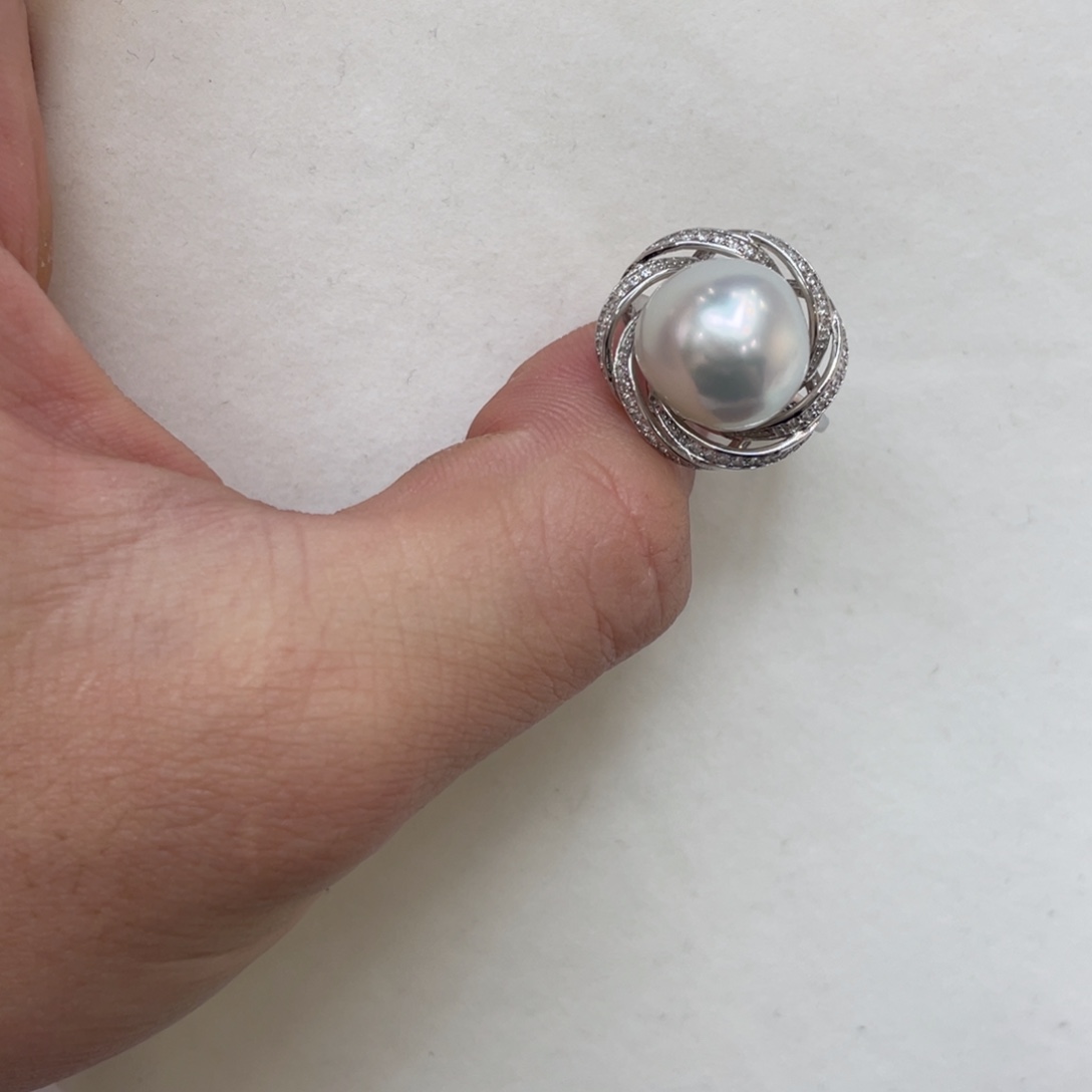 淡水珍珠银S925镶嵌戒指