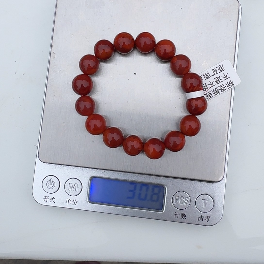 南红玛瑙手链未镶嵌江*溪原矿南红手串11mm牛血火焰