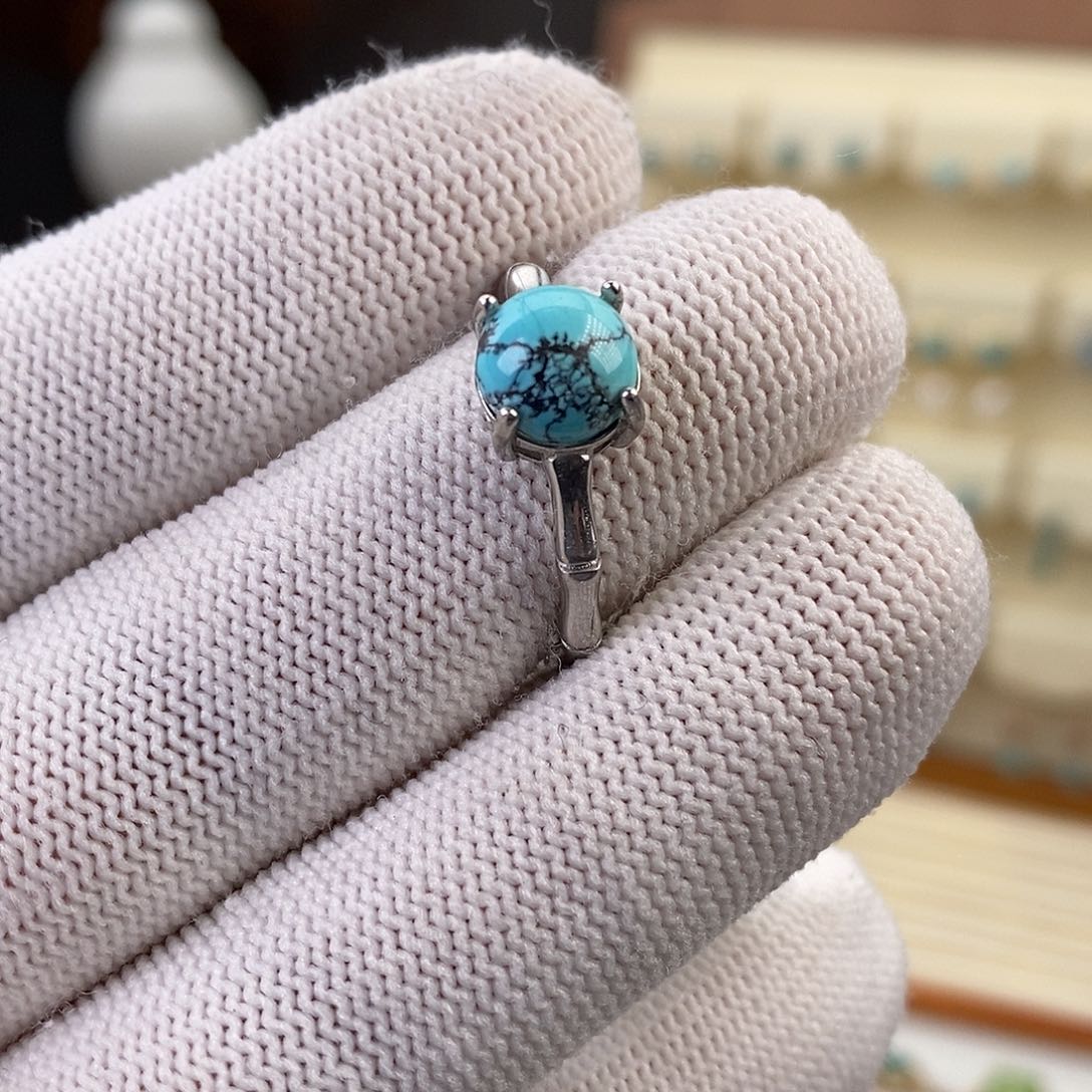 绿松石戒指银S925镶嵌