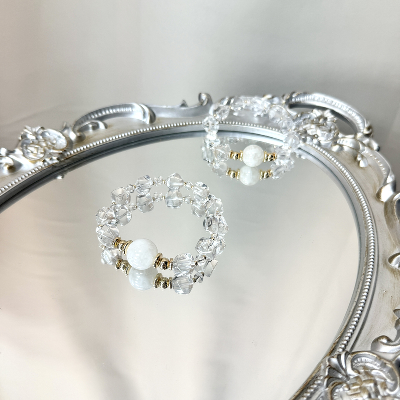 【雪融】天然白幽灵x净体白水晶随行 14mm