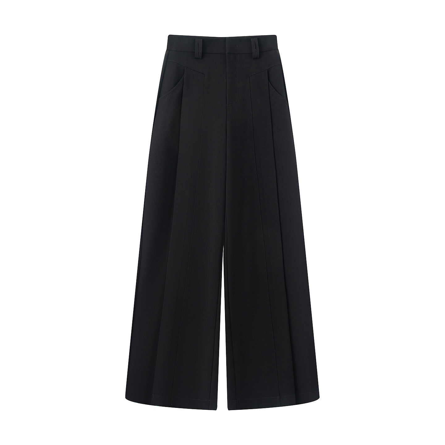 艾家同款新款高腰直筒下垂感百搭阔腿休闲西装裤黑色裤子西裤3013