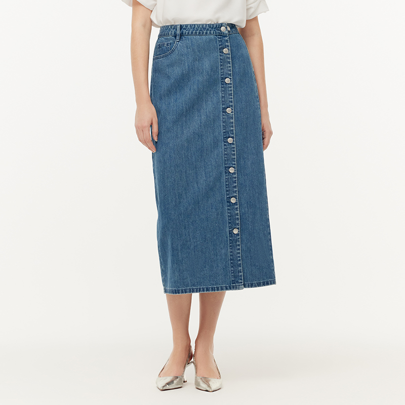 歌莉娅 夏季新品  烫钻牛仔半裙  1E4R2F040