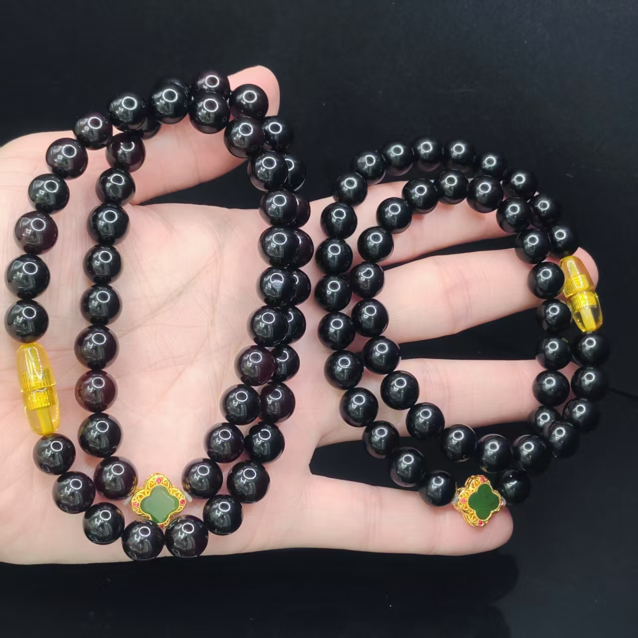 【老三珠宝】18k金琥珀DIY公主链H28【多样性发其一】约9mm+