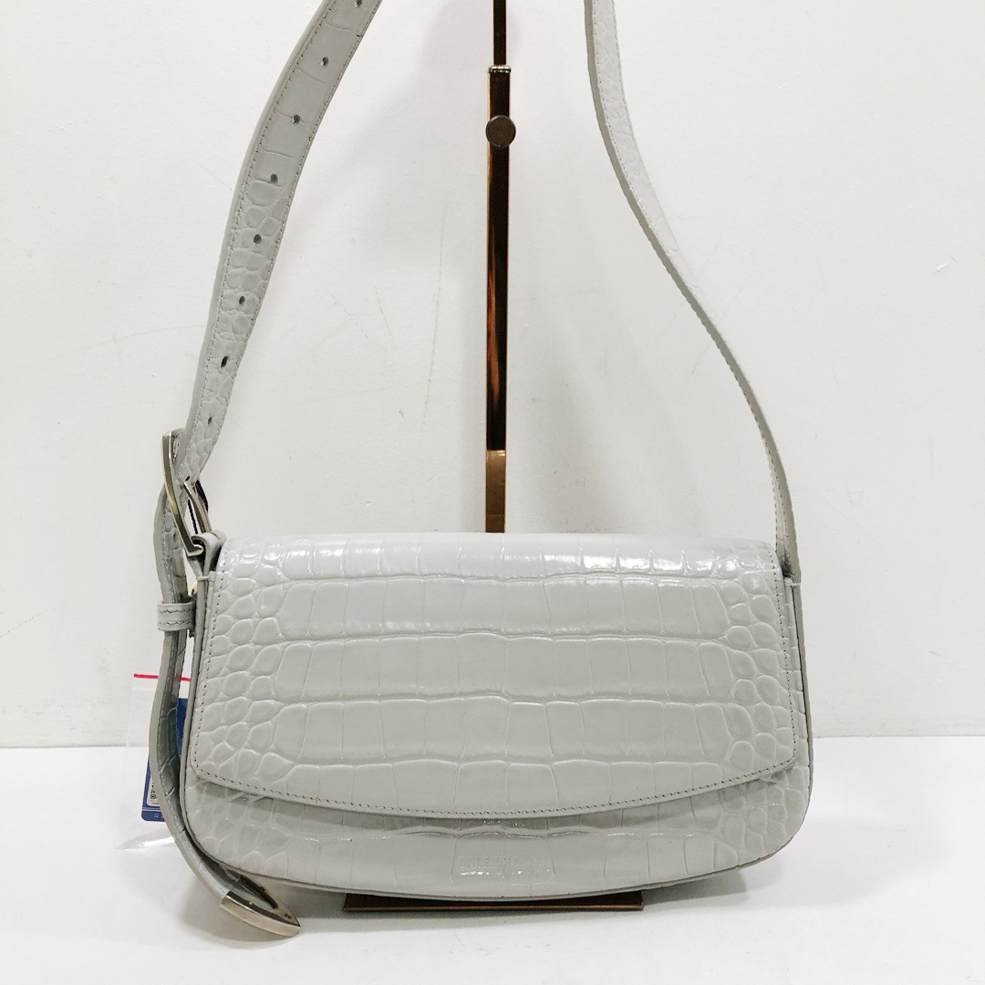 95新 Balenciaga/巴黎世家 巴黎世家全皮灰色鳄压纹单肩腋下包