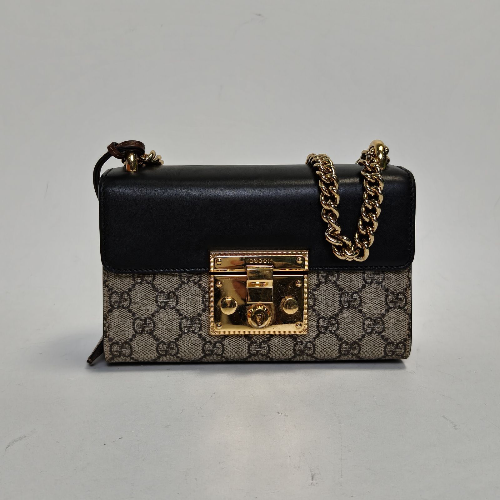 95新 GUCCI/古驰 小花Jerry活动锁头包 小号 20.5 黑色