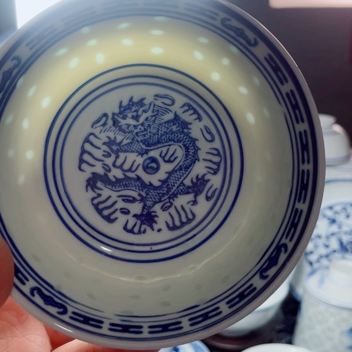 青花玲珑5寸饭碗老玲珑