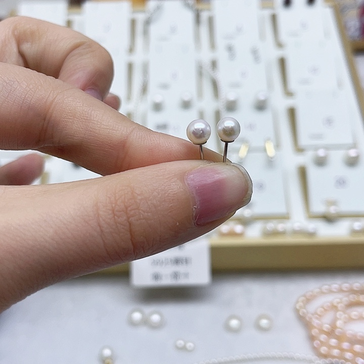 淡水珍珠耳饰银S925镶嵌S***e