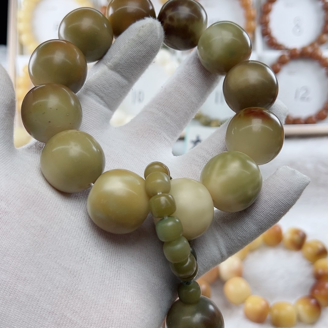 菩提根/象牙果手串我**冻卡25 干磨瑕疵S31