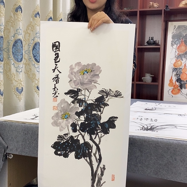 国画纯手绘国画写意作品34*68