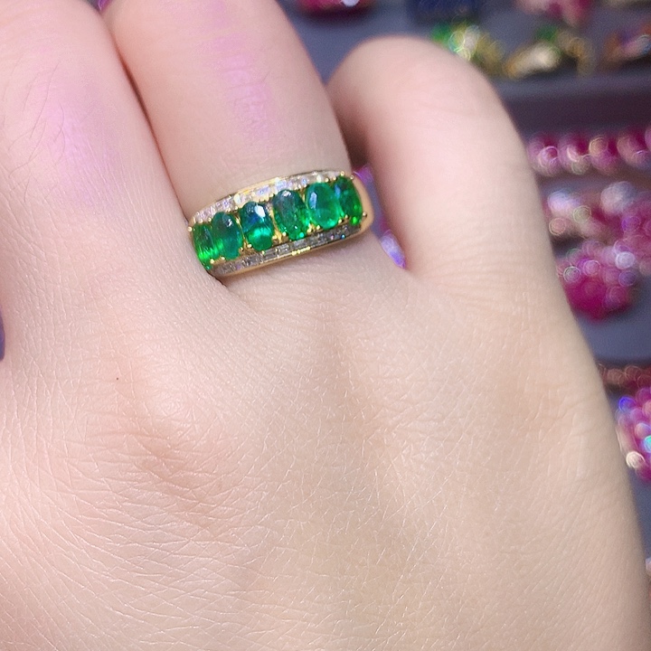 祖母绿戒指银S925镶嵌