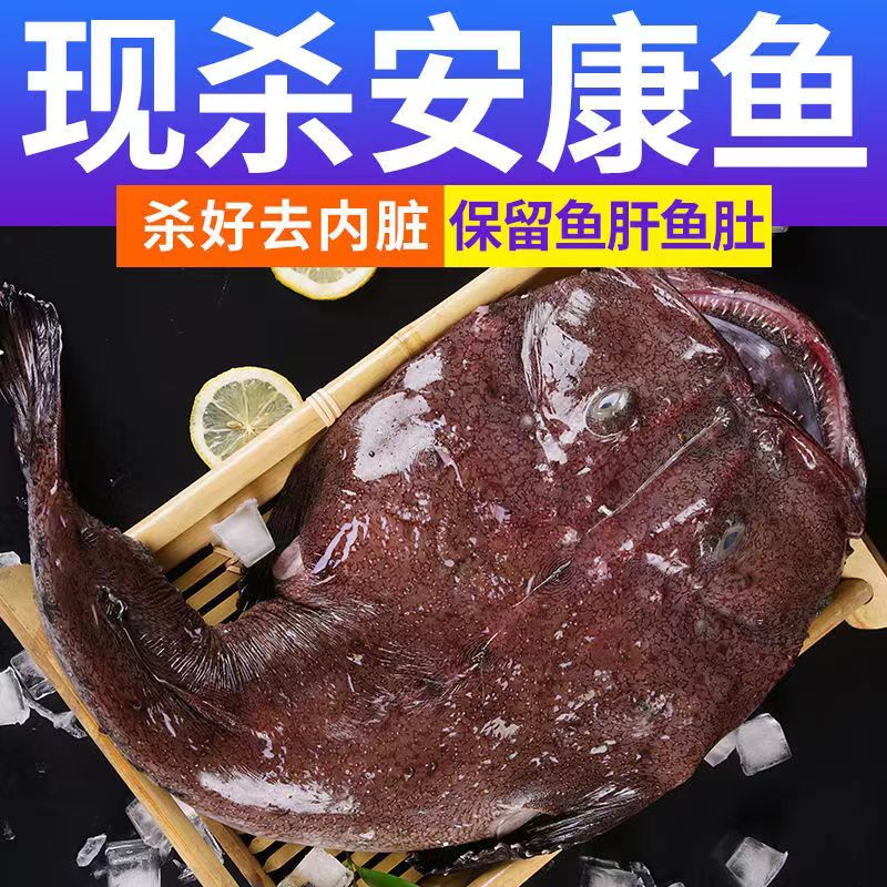 海捕安康鱼4斤（共2条）无冰净重 带肝带肚 可冰鲜可速冻冷链发货