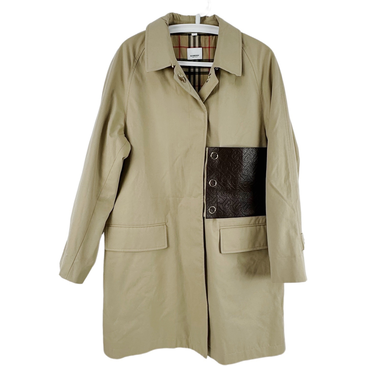 99新 BURBERRY/博柏利 40码 皮革拼接风衣 99新 sz0128
