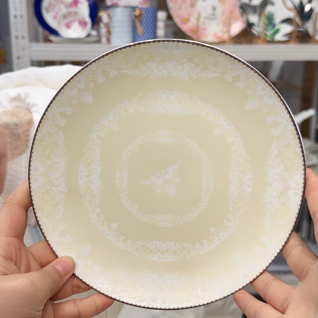 骨瓷高骨瓷8英寸月光盘20cm一个外贸骨瓷