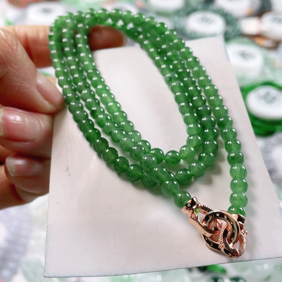 翡翠手链未镶嵌天然翡翠项链5mm