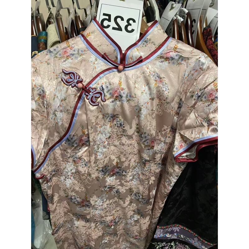 325小码中式复古优雅花色气质旗袍裙