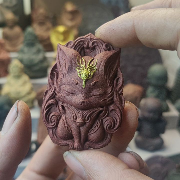 泥塑药香红麝香方九尾狐香牌描金版