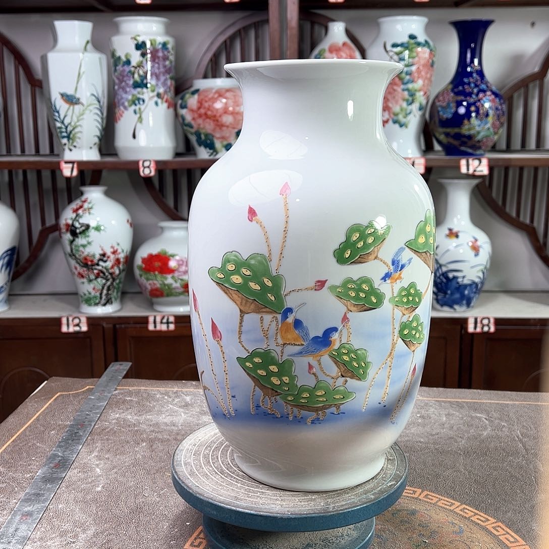 陶摆件景德镇陶瓷大冬莲花