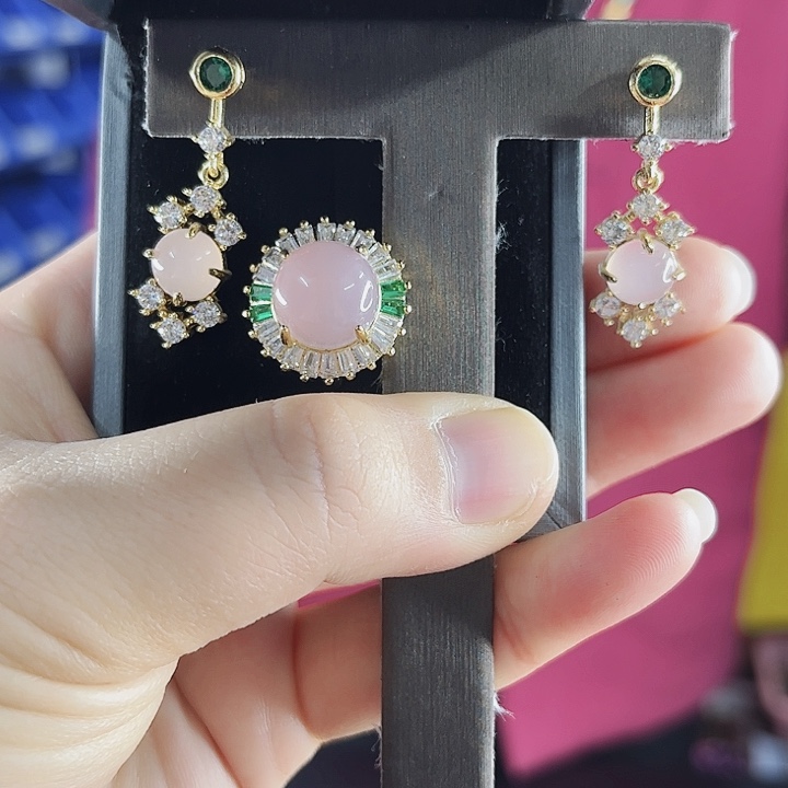 玛瑙吊坠未镶嵌丅4九天寒冰耳饰+戒指