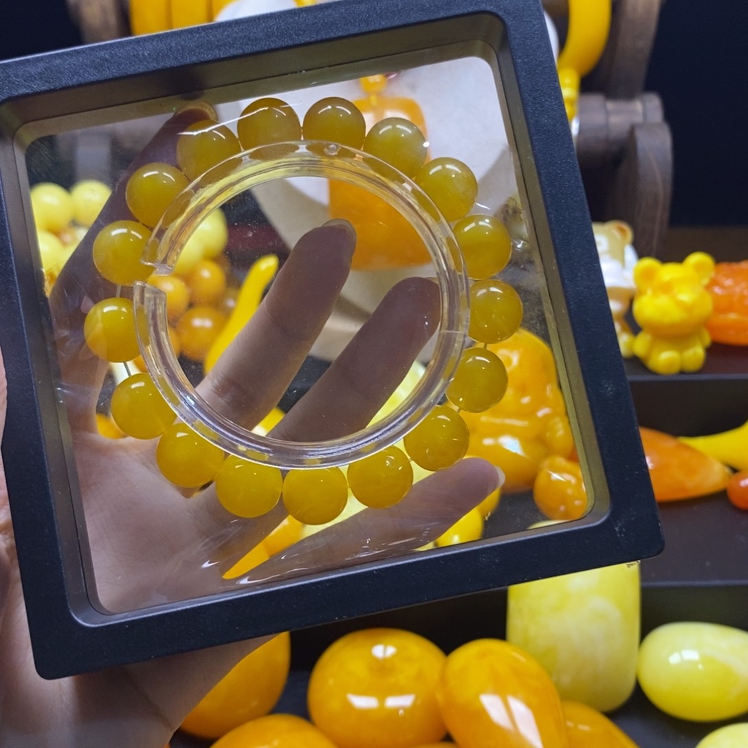 花***️非金属全品无暇鸡油黄手串