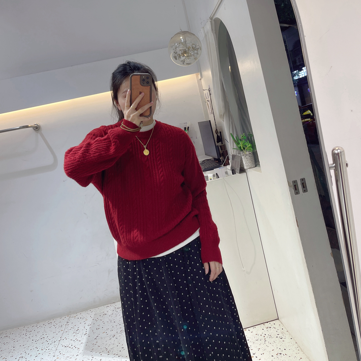 复古风小麻花兔毛针织9535