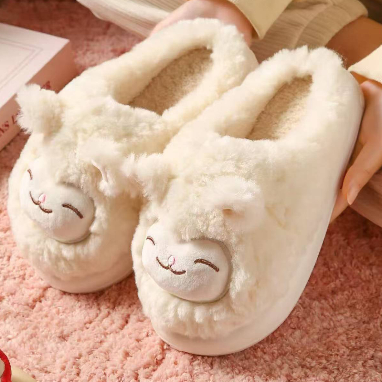 冬季新款全包跟防滑保暖毛毛居家棉拖鞋男女通用