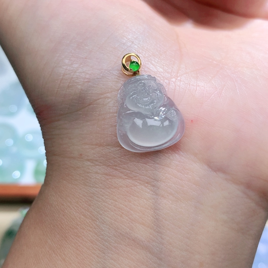 【闪购商品】翡翠颈饰18K金镶嵌财神爷