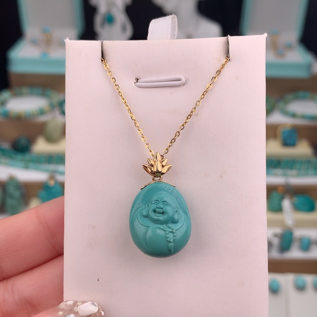 绿松石18K金镶嵌吊坠(不含链)