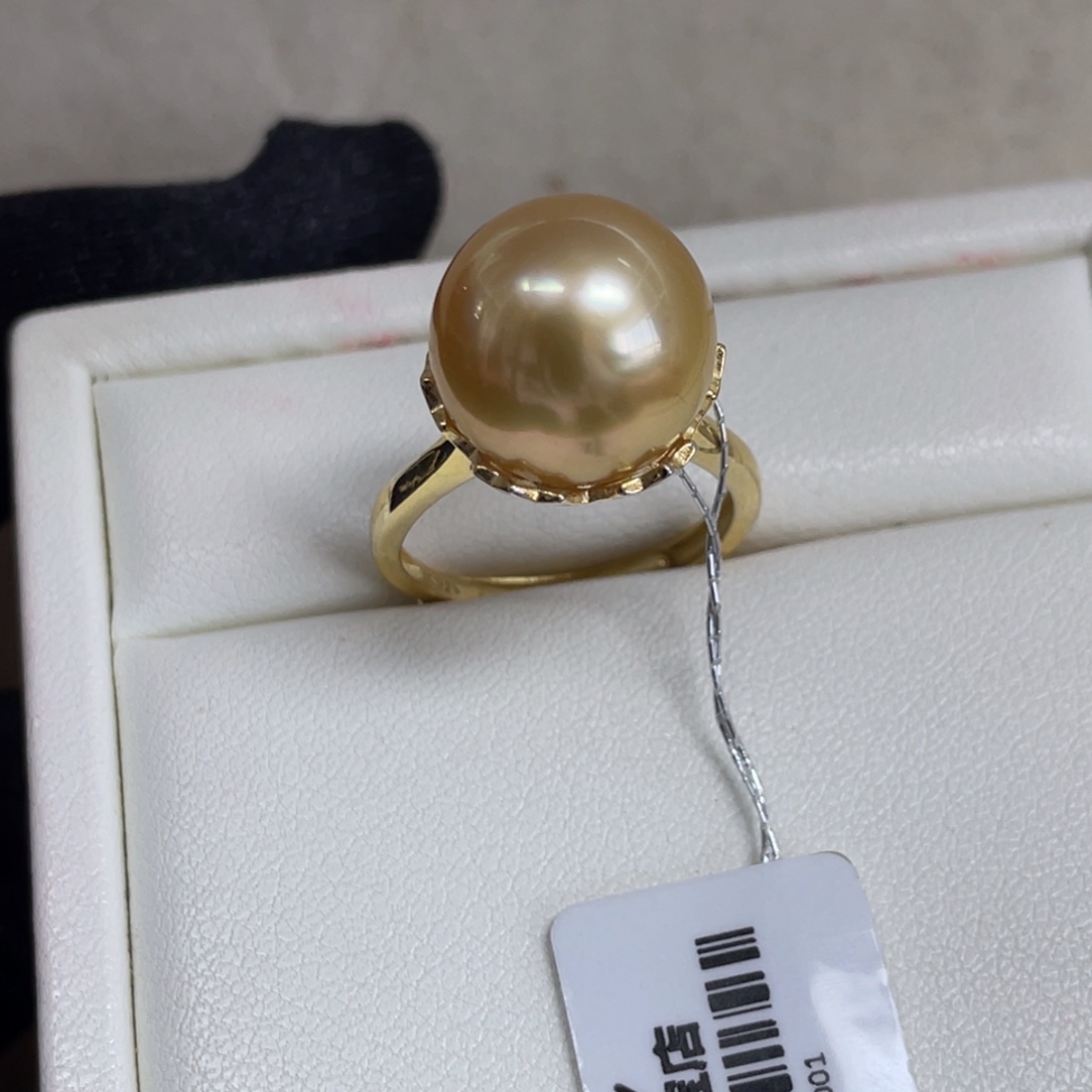 海水珍珠戒指银S925镶嵌12.9mm