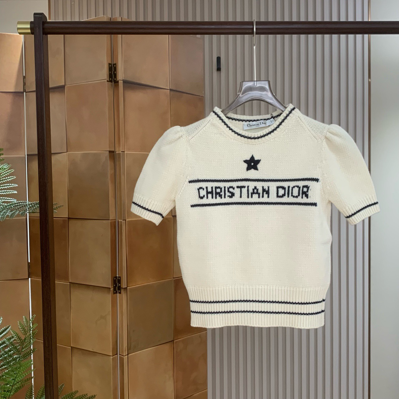 Dior 24ss新款幸运星标语logo羊绒针织短袖/36码/全新原盒/19039