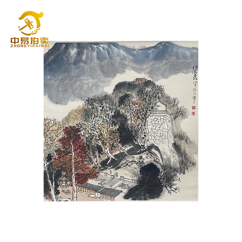 1718何老师68*68CM轴山水